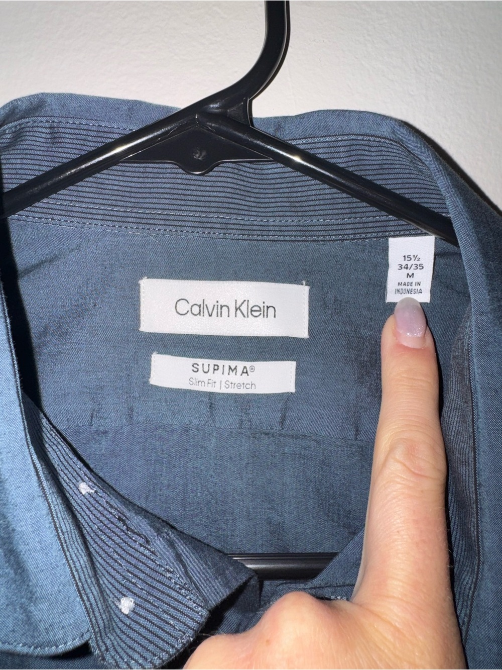 Calvin Klein Supima Slim Fit Stretch Dress Shirt - Blue
